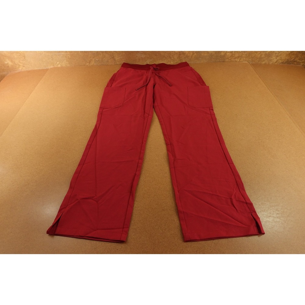 Mandala Womens Size Medium Garnet Red Drawstring Split Hem Cargo Scrub Pant NWT